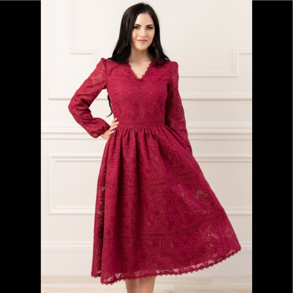 Maroon dress long sleeve